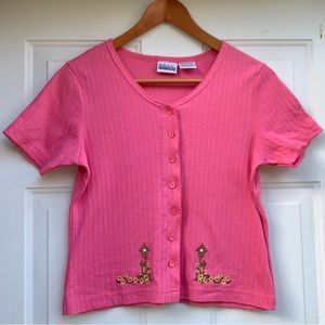 Pink Cottagecore Button Front Top